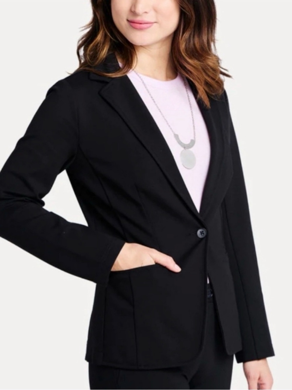 Betabrand Black Single-Button Women’s Blazer Size Medium